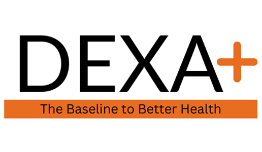DEXA+ Logo Black Letters Orange + sign